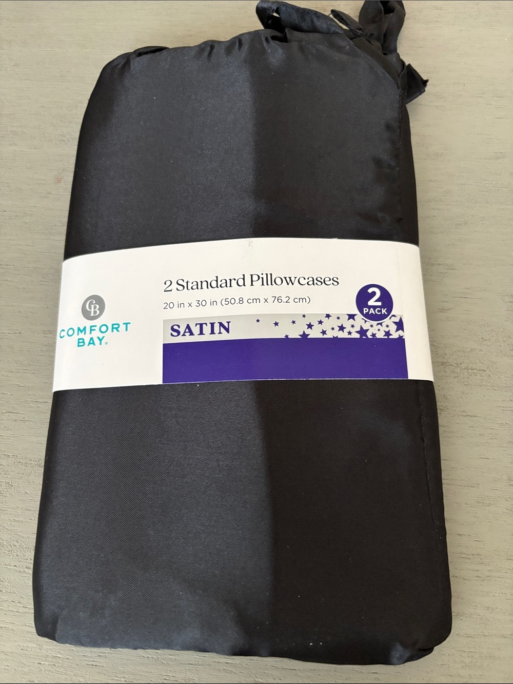 Comfort Bay Black Satin Standard Pillowcases - 2 Pack
